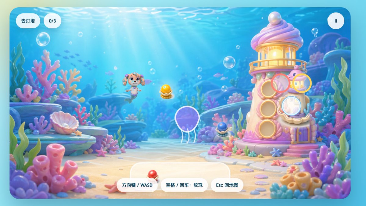 Pastel Underwater Mermaid Puppy Game UI - AI image template preview