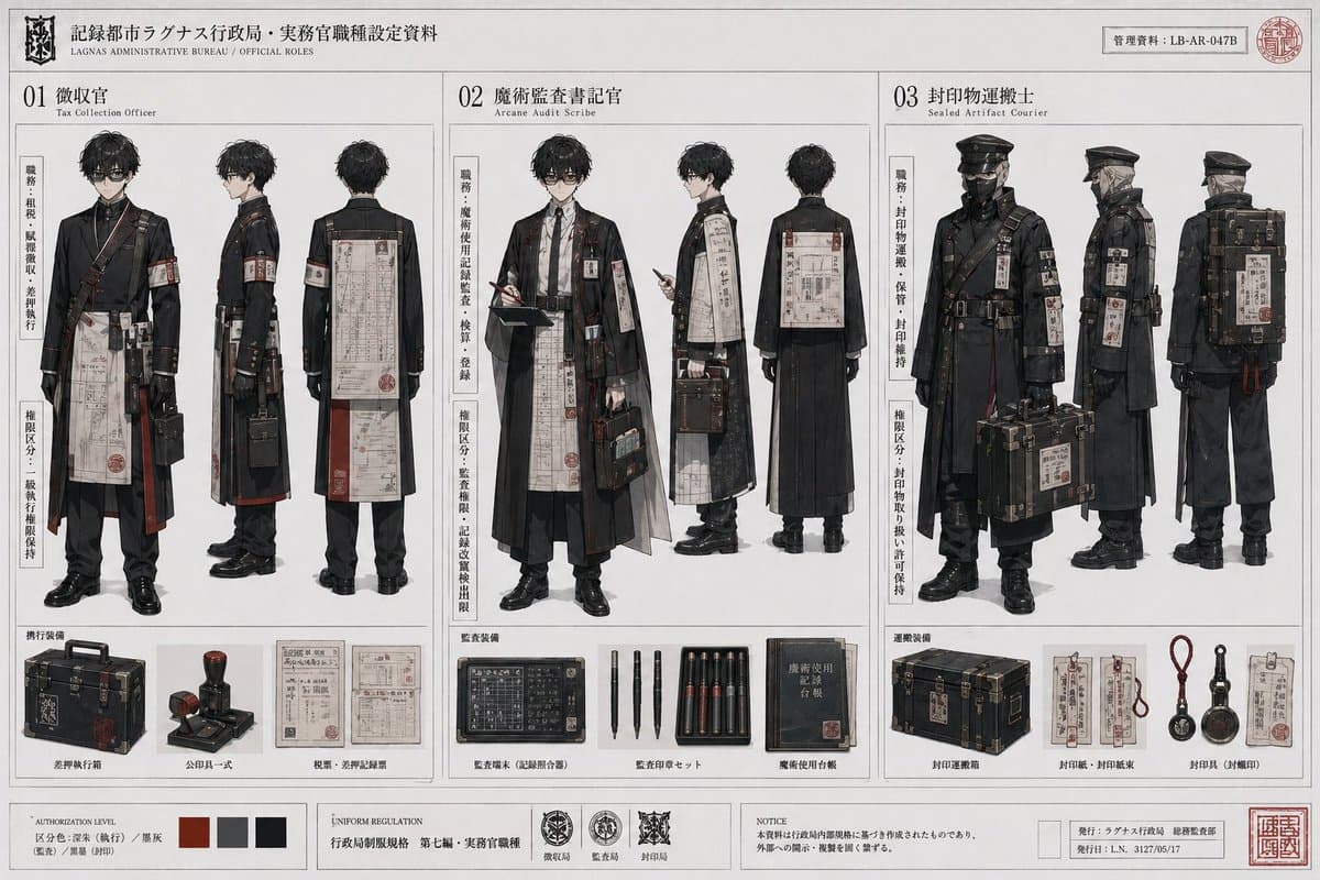 Dark Fantasy Bureau Role Sheet - AI image template preview