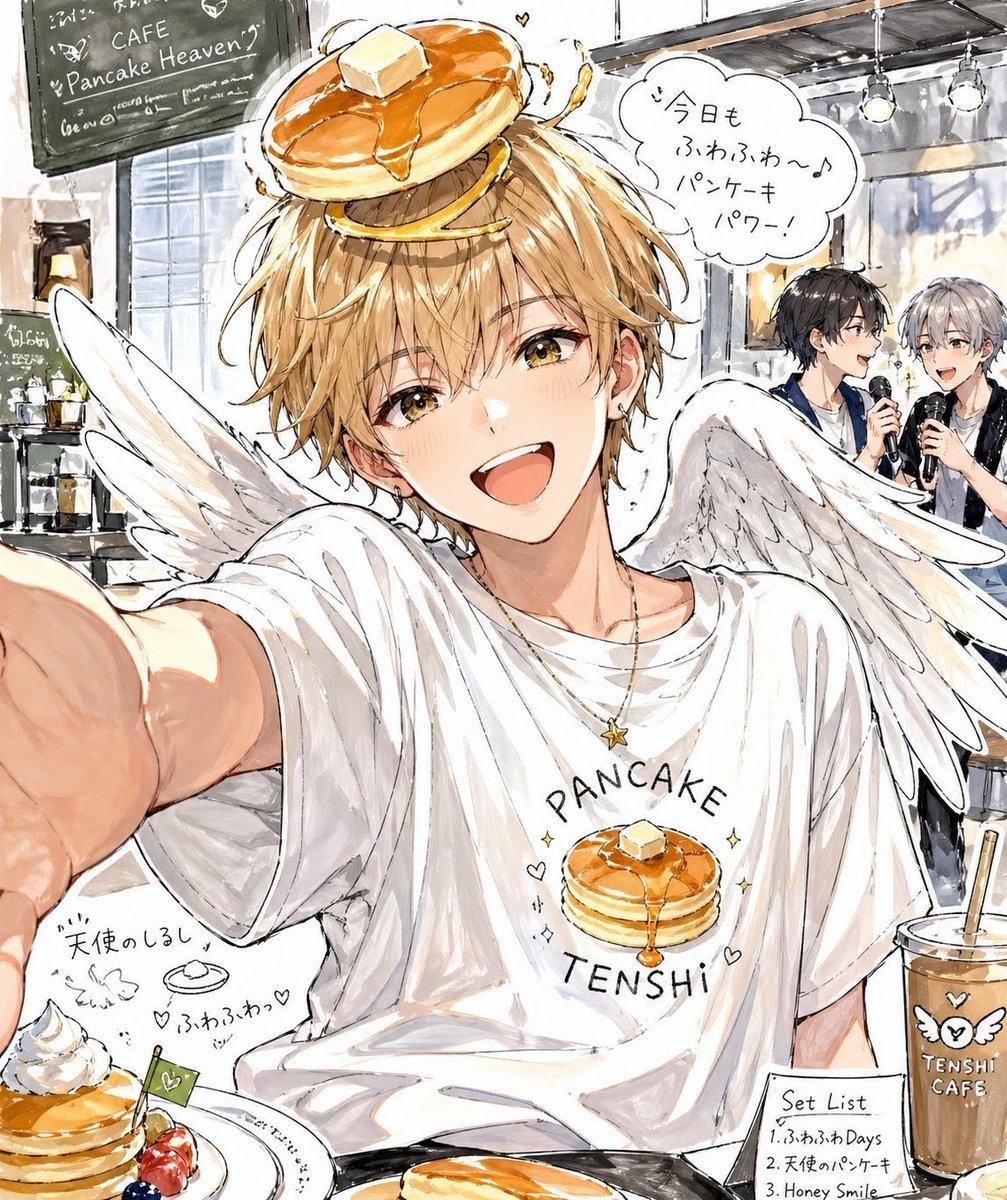 Pancake Angel Idol Café Selfie - AI image template preview