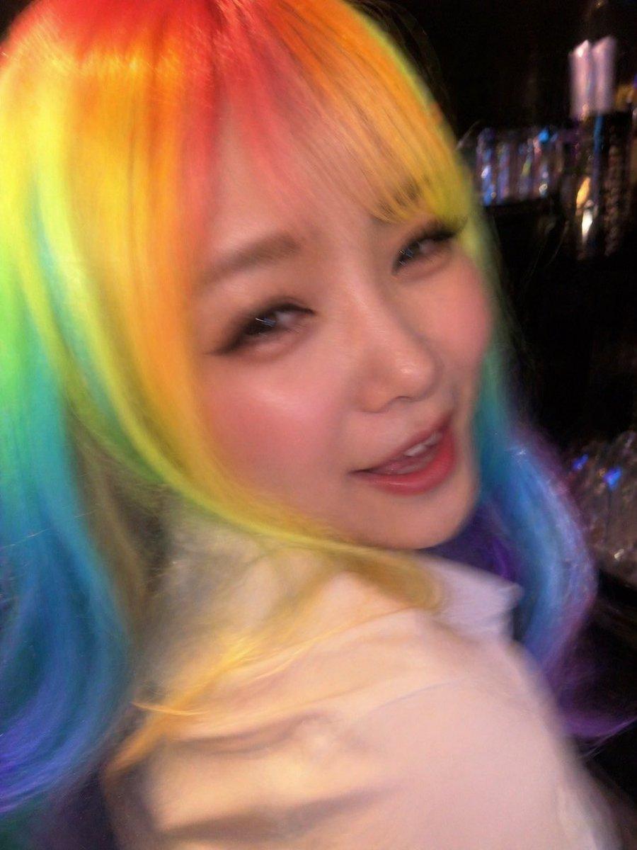 Awkward Blurry Nightclub Rainbow Hair Shot - AI image template preview