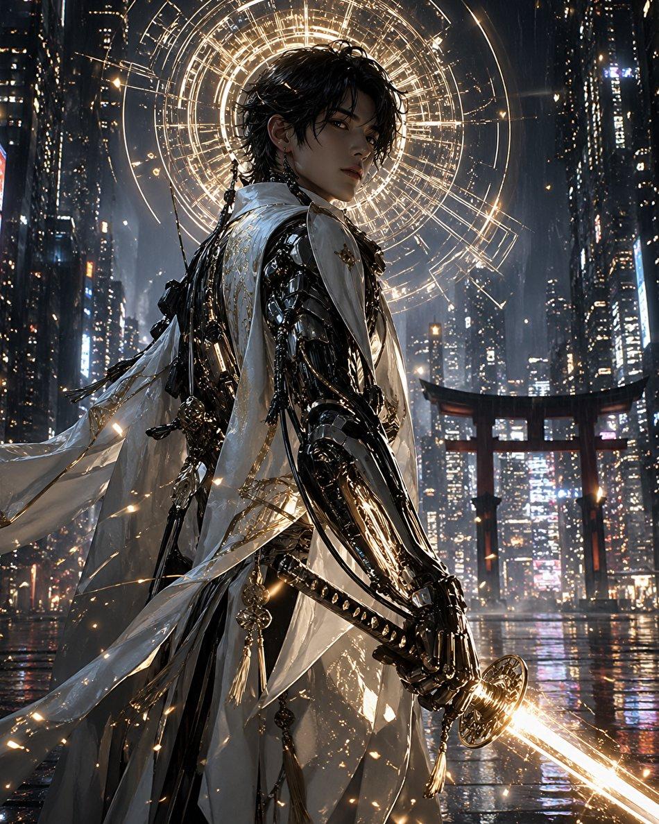 Cyberpunk Izanagi Divine Warrior - AI image template preview