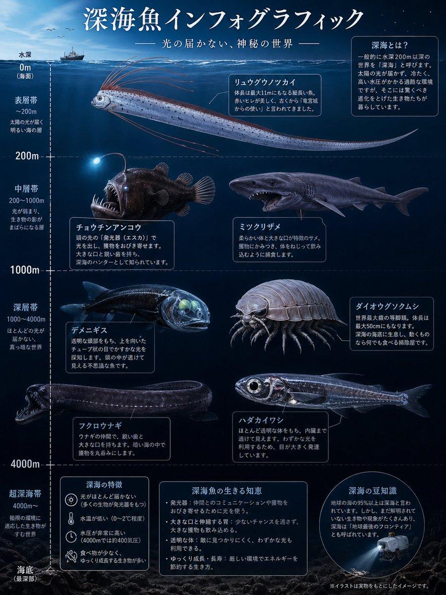 Deep-Sea Fish Infographic Poster - AI image template preview