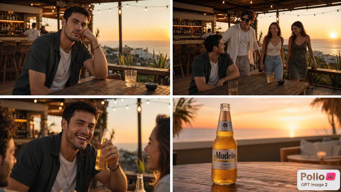 Sunset Beer Ad Storyboard - AI image template preview