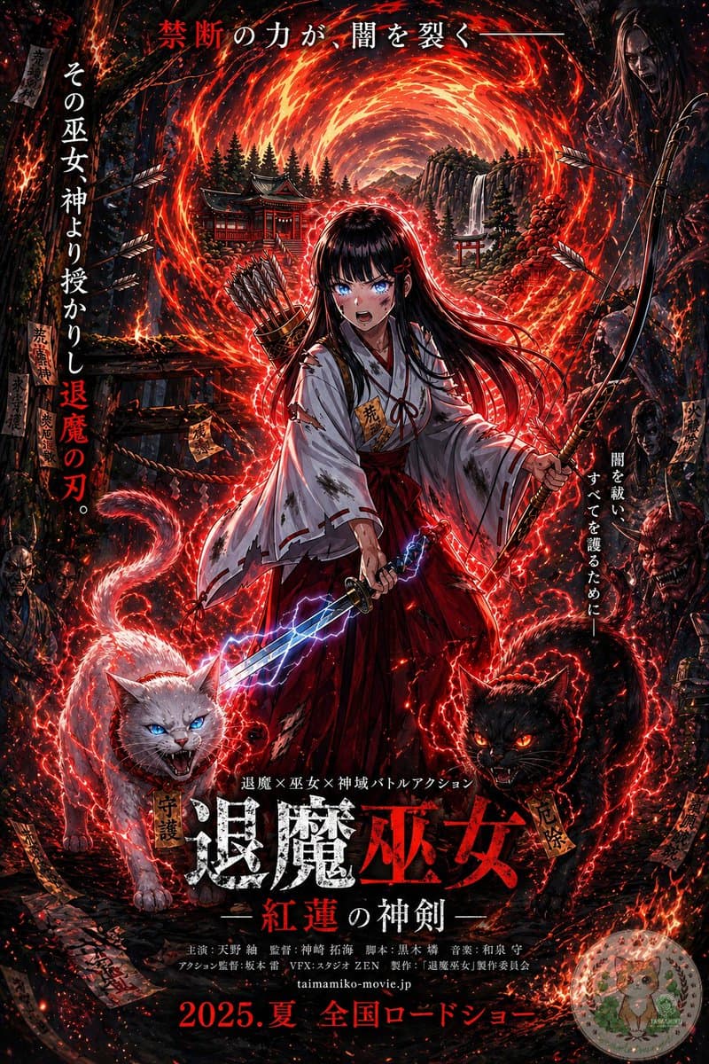 Anime Shrine Maiden Movie Poster - AI image template preview