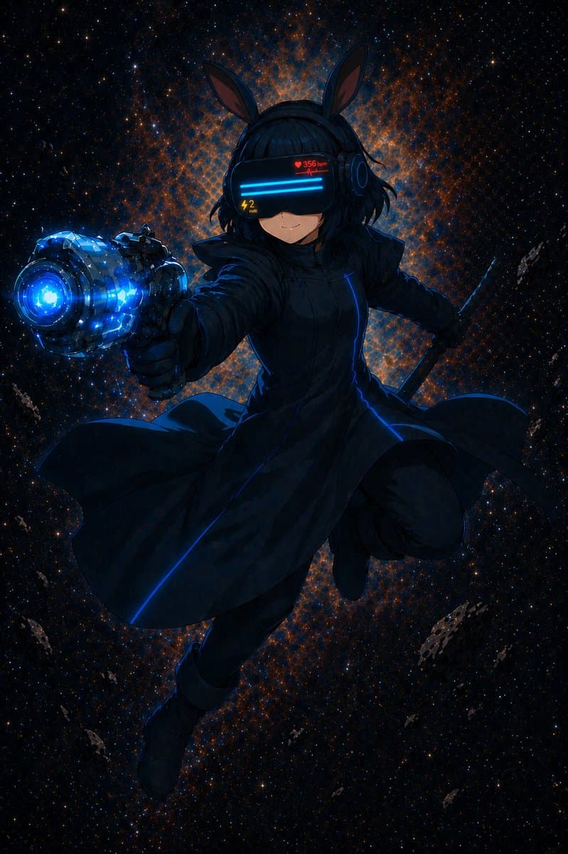 Cyber Bunny Visor Space Warrior - AI image template preview
