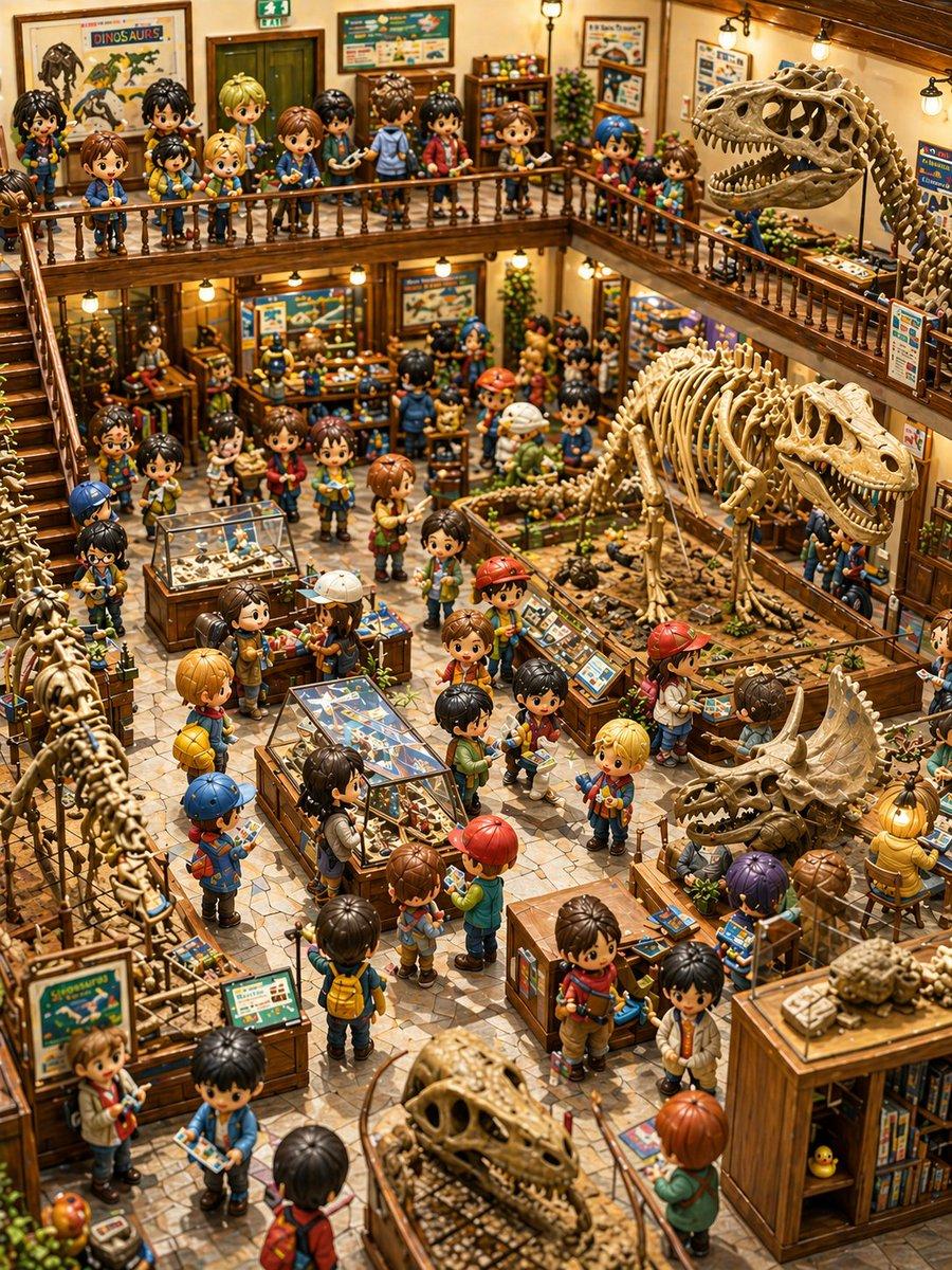 Chibi Dinosaur Museum Diorama - AI image template preview