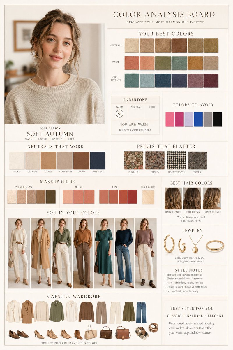 Luxury Fashion Color Analysis Board - AI image template preview