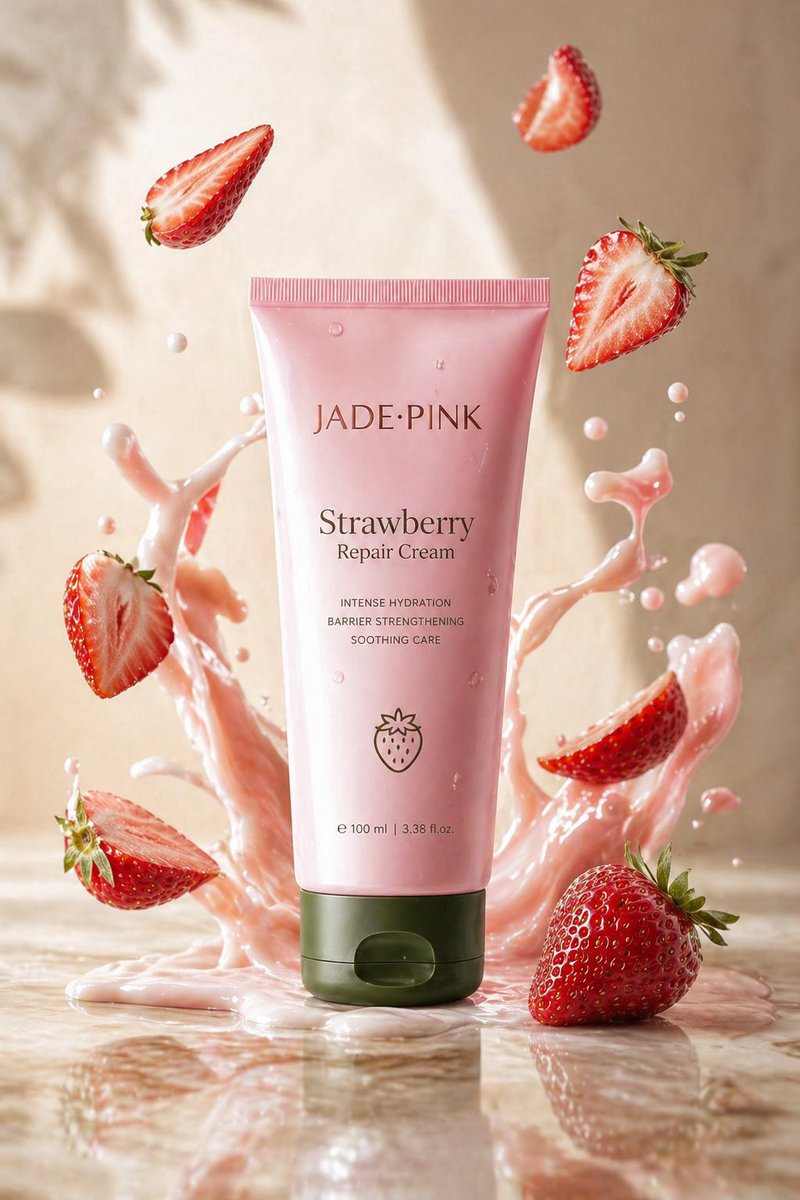 Strawberry Repair Cream Product Shot - AI image template preview