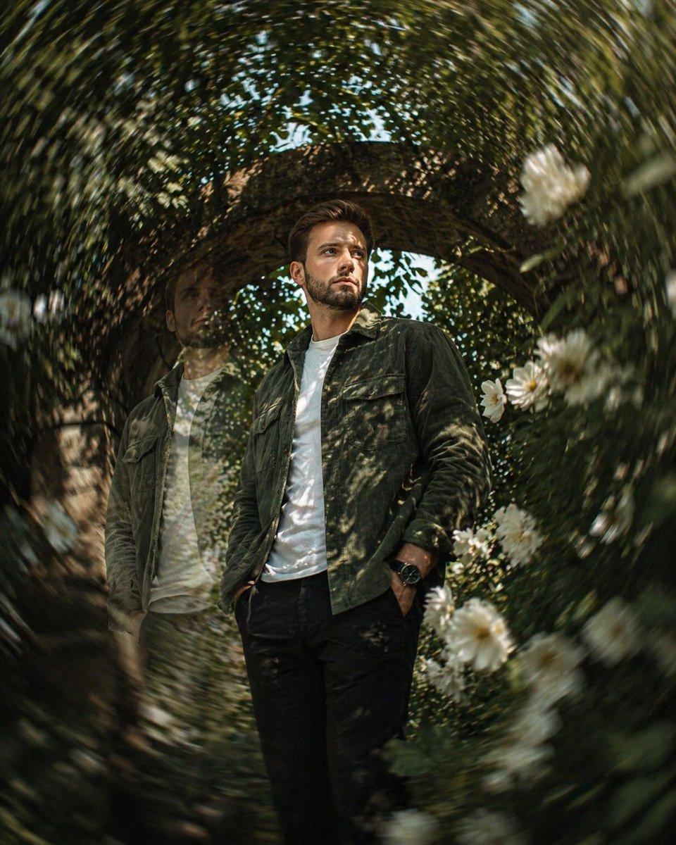 Cinematic surreal garden portrait prompt - AI image template preview