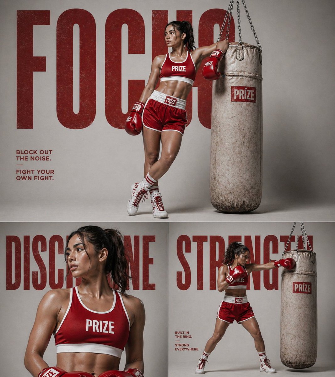 3-panel fitness boxing poster prompt - AI image template preview