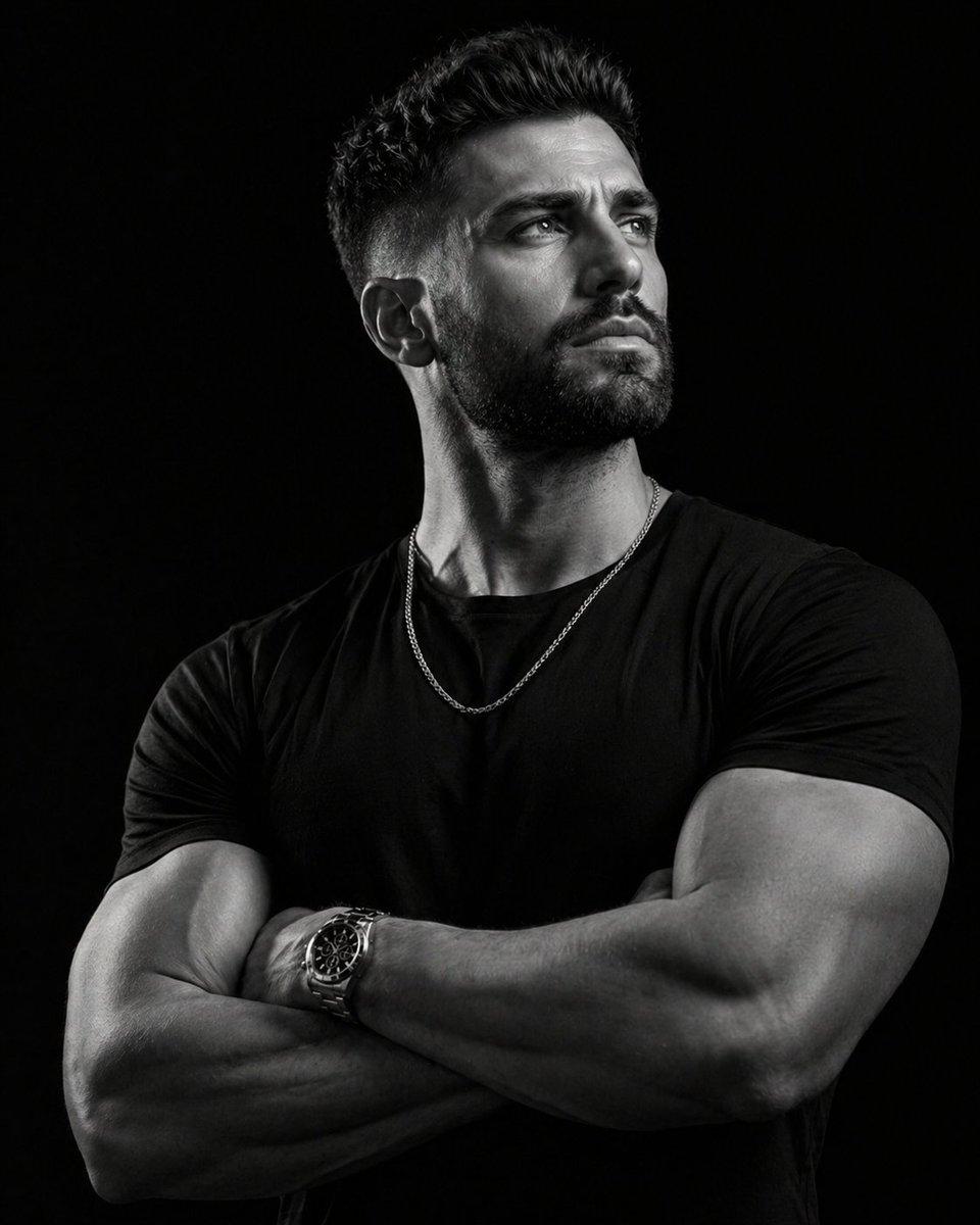Low-key monochrome editorial portrait - AI image template preview