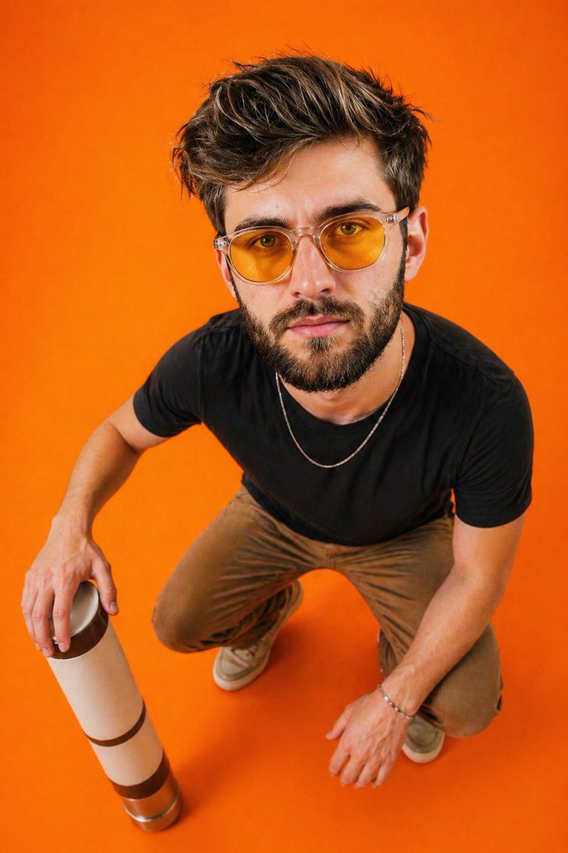 Editorial Top-Down Fisheye Portrait - AI image template preview