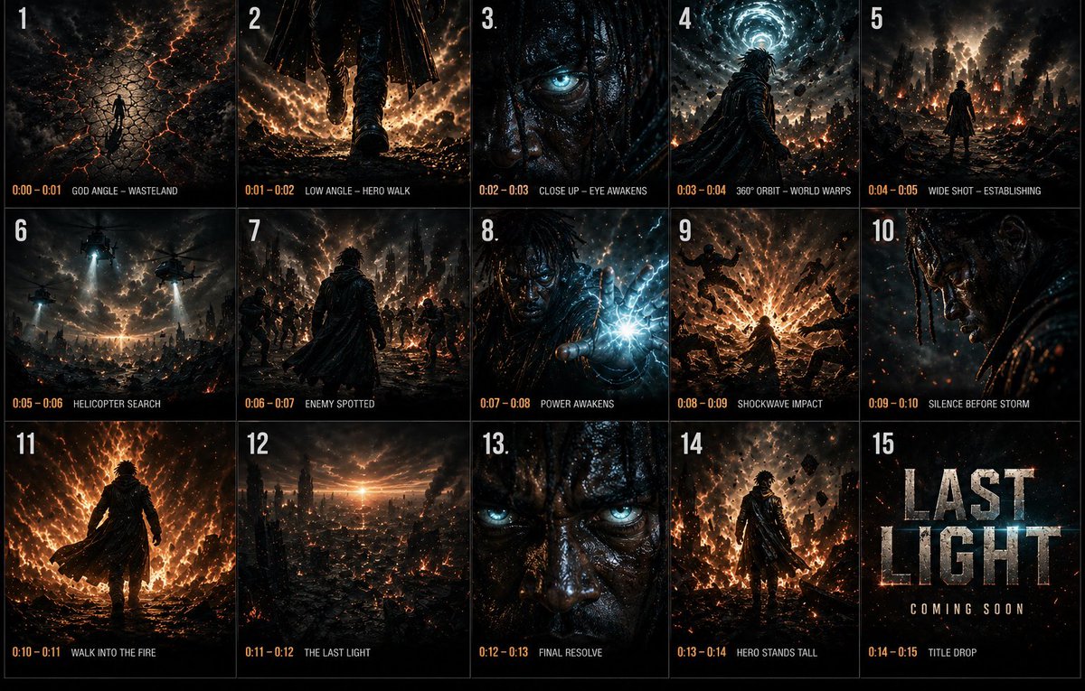 Cinematic 3x3 Storyboard Grid - AI image template preview
