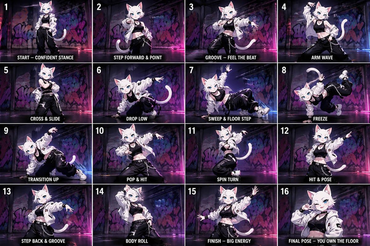 Anime Street-Dancer Character Grid - AI image template preview
