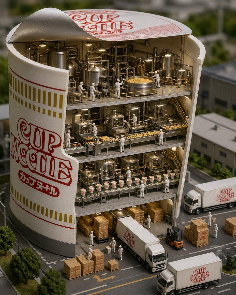 Cup Noodle Factory Cross-Section Diorama - AI image template preview