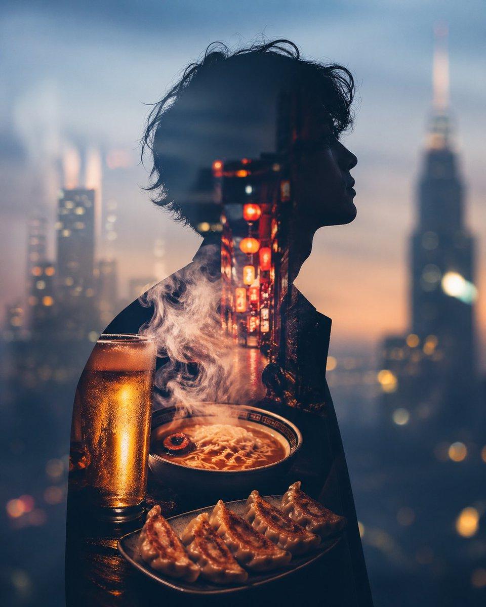 Double Exposure Urban Silhouette - AI image template preview