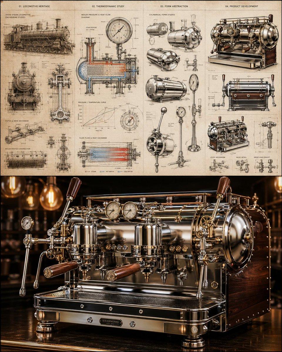 Locomotive-Inspired Espresso Machine Design - AI image template preview