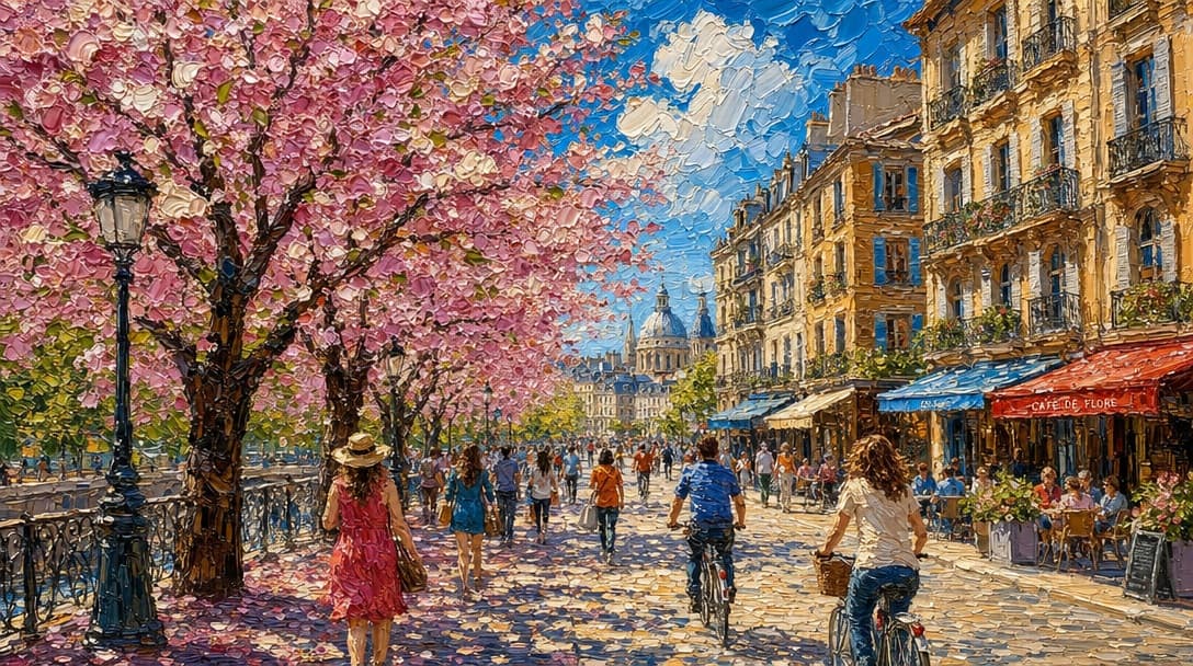 Impasto Spring Paris Boulevard - AI image template preview