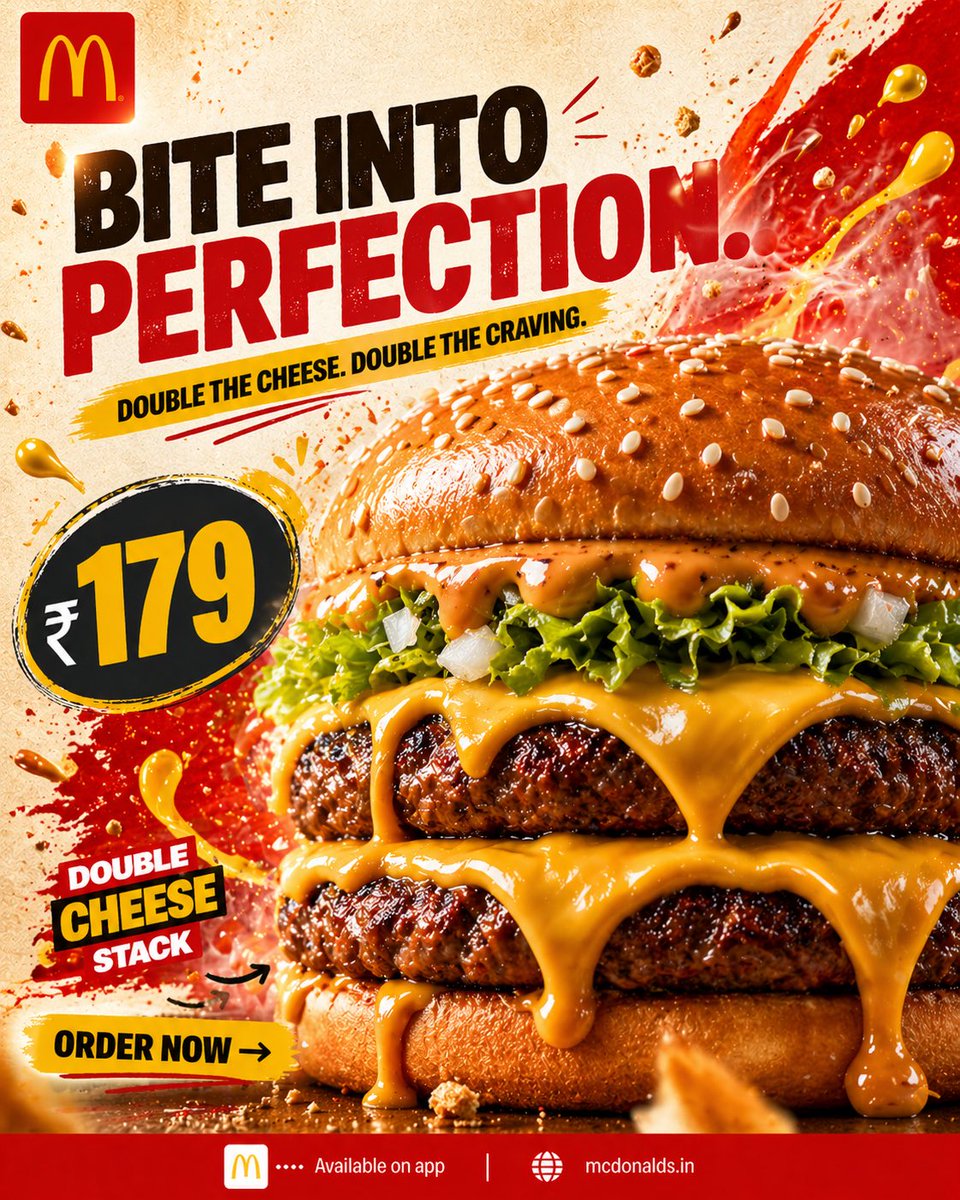 Bold Double Cheeseburger Ad Poster - AI image template preview
