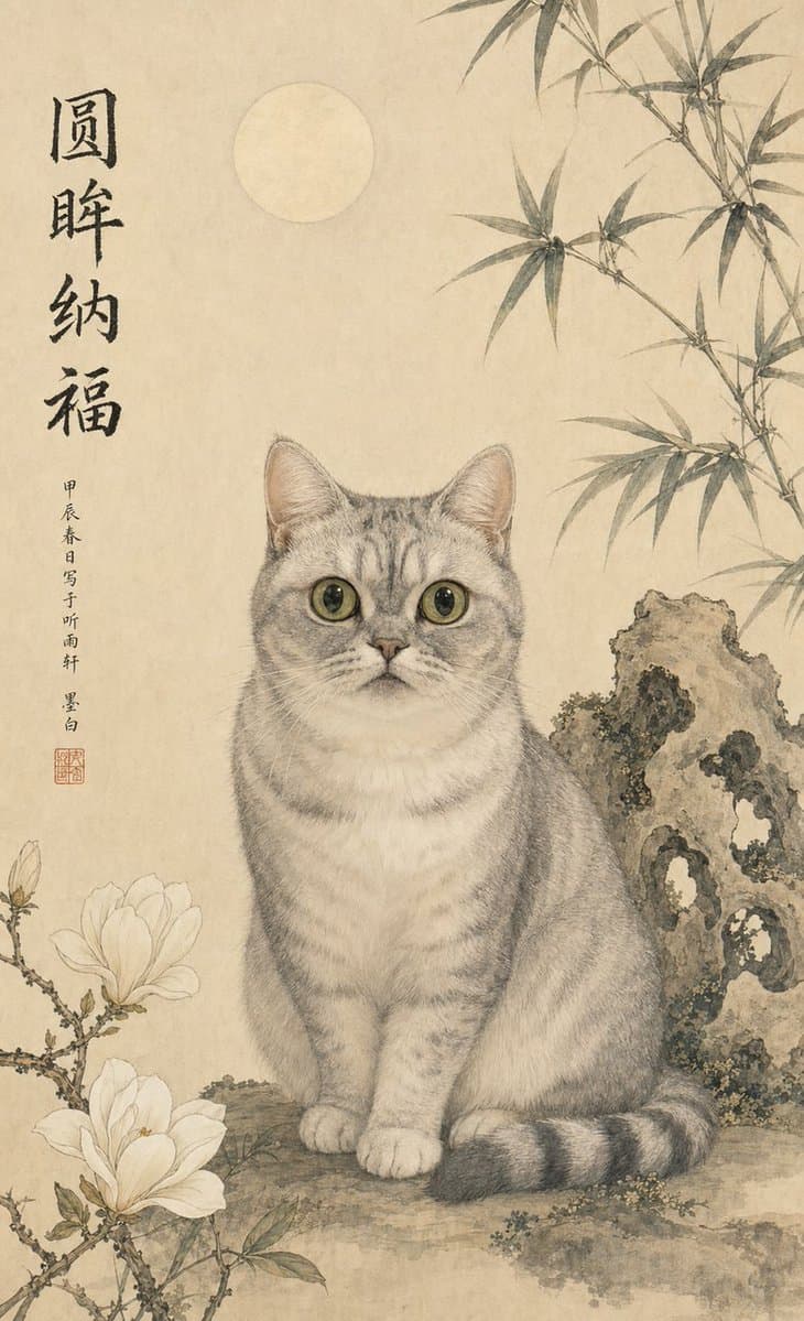 Classical Chinese Pet Portrait - AI image template preview