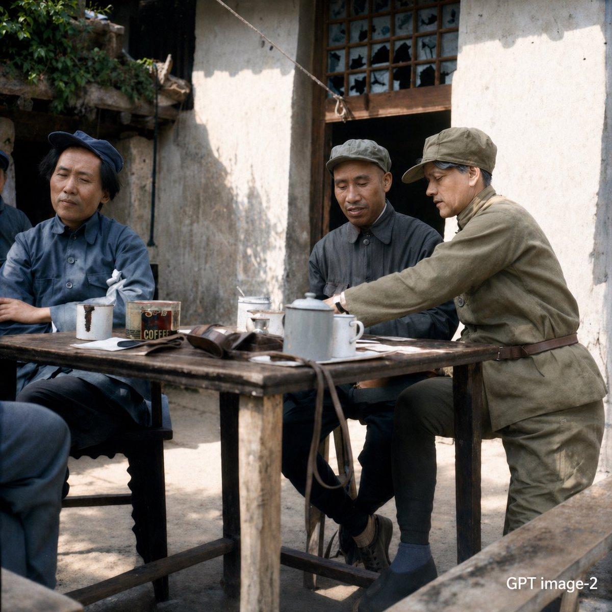 Mao-Era Courtyard Meeting Photo - AI image template preview