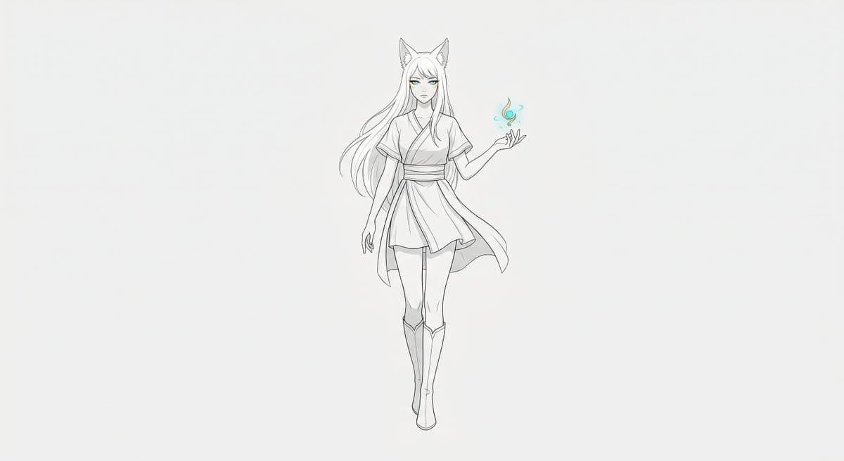 Minimal Fox Spirit Character Sketch - AI image template preview