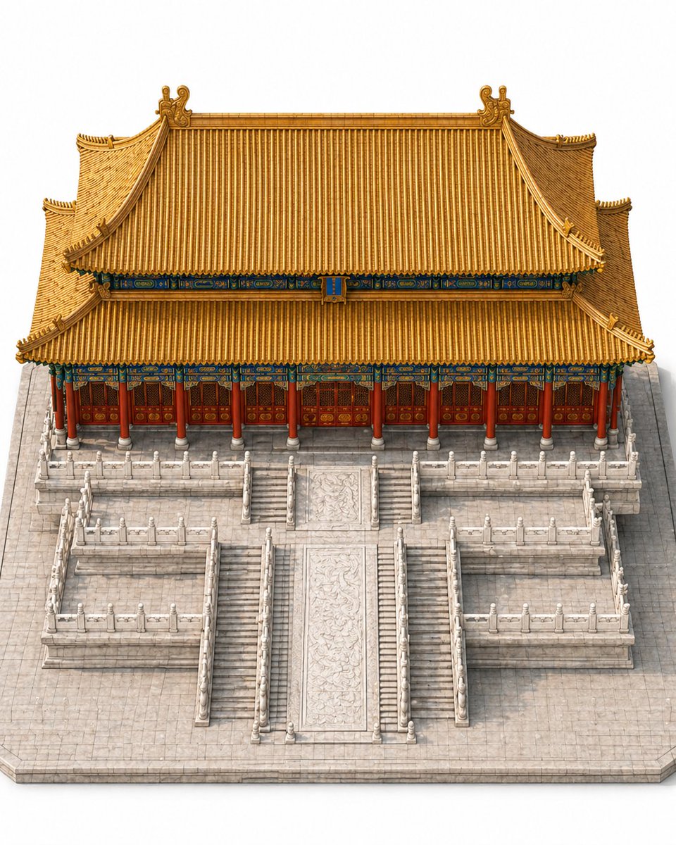 Imperial Chinese Hall Model Render - AI image template preview