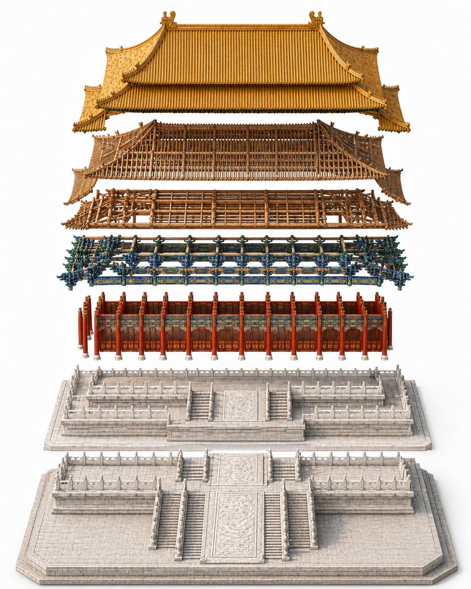 Exploded Imperial Palace Hall Diagram - AI image template preview