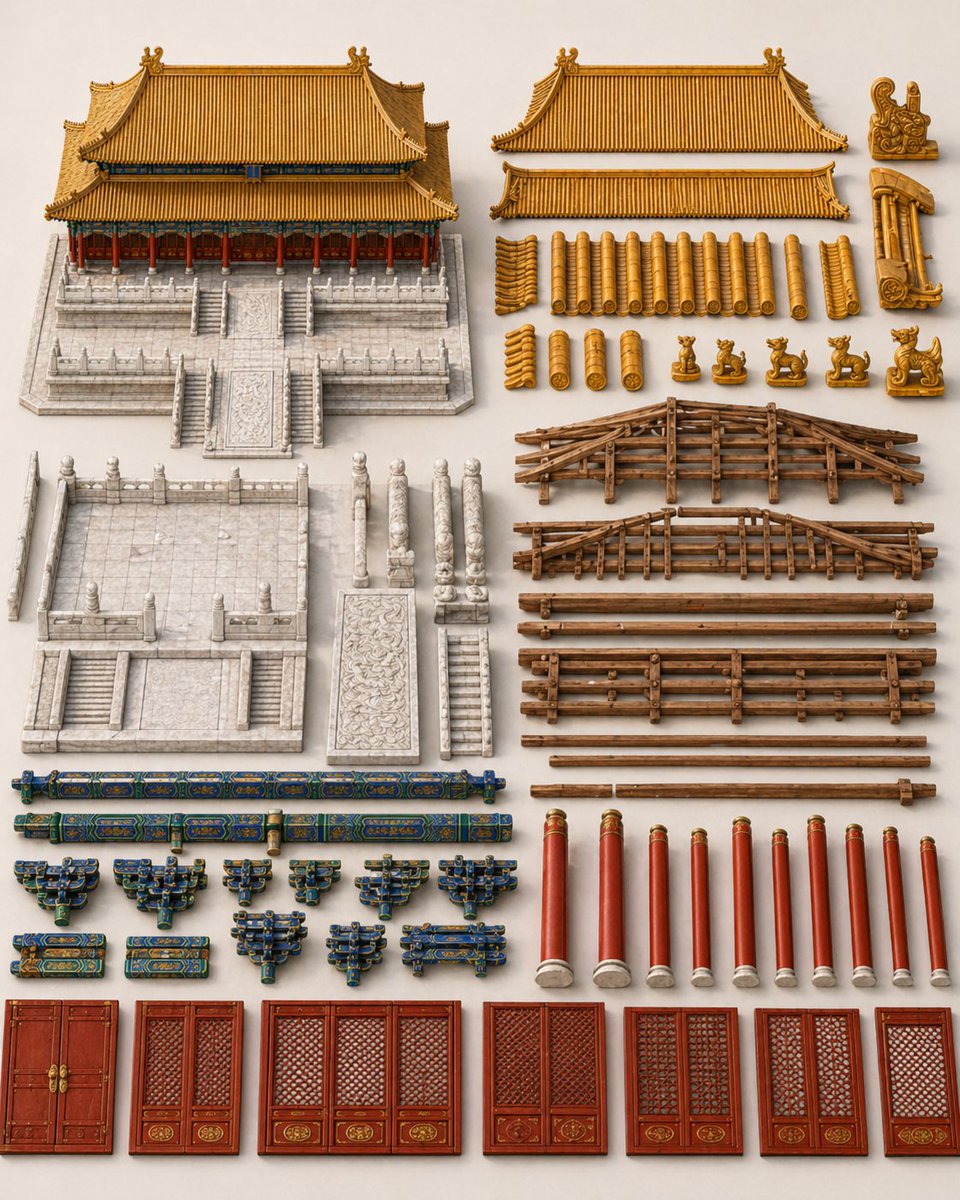Chinese Palace Components Board - AI image template preview