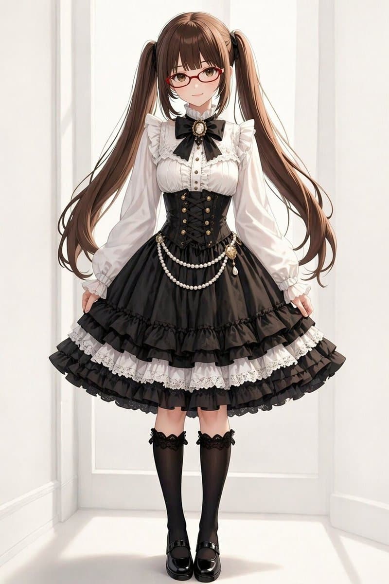 Gothic Lolita Twin-Tail Full-Body Portrait - AI image template preview