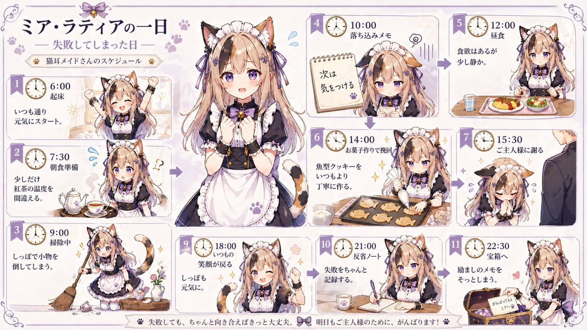 Cat Maid Daily Schedule Infographic - AI image template preview