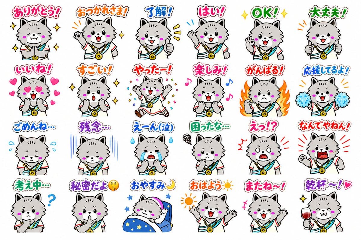 24 Cute Mascot LINE Stickers - AI image template preview