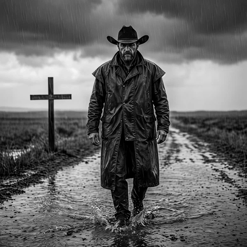 Rain-Soaked Anonymous Cowboy - AI image template preview