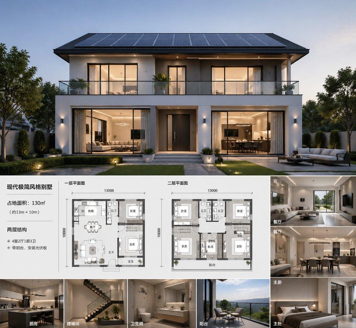Modern Villa Architecture Presentation Board - AI image template preview