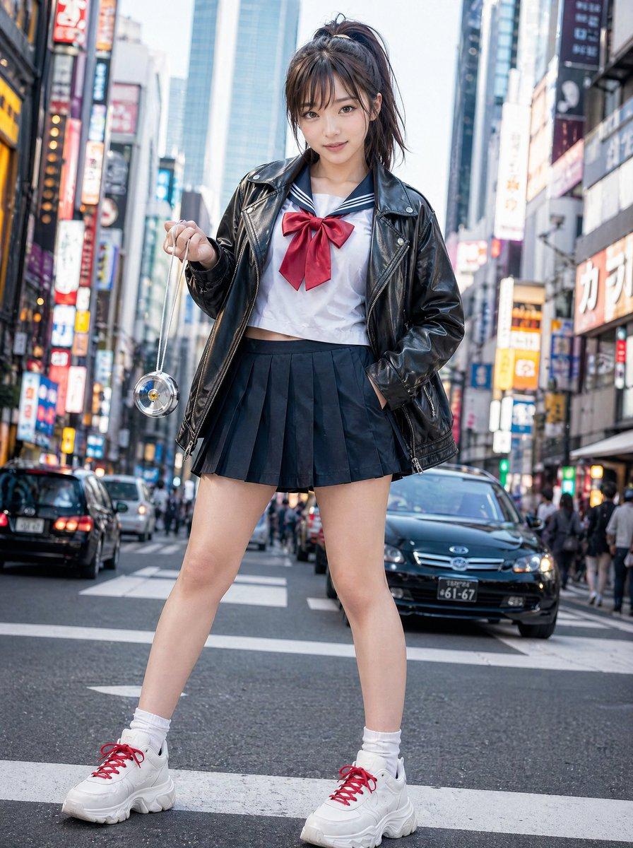 Modern Sukeban Street Portrait - AI image template preview