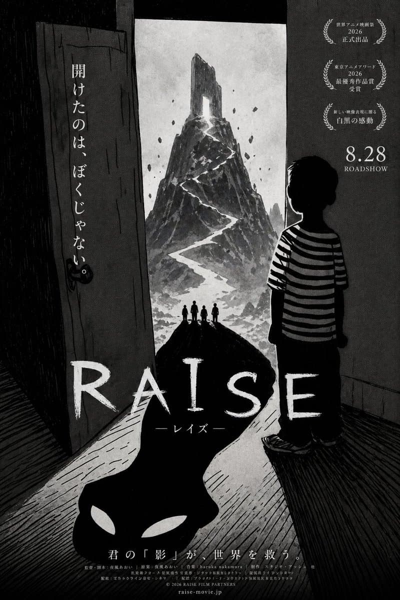Monochrome Anime Horror Film Poster - AI image template preview