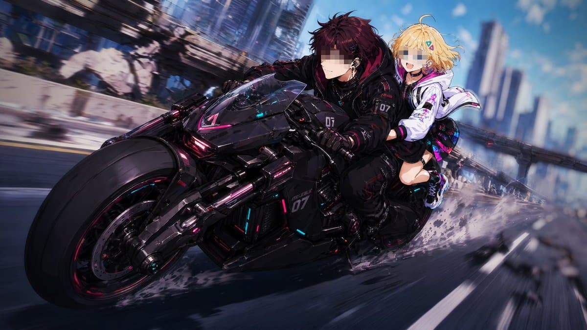 Cyberpunk Tandem Motorcycle Chase preview