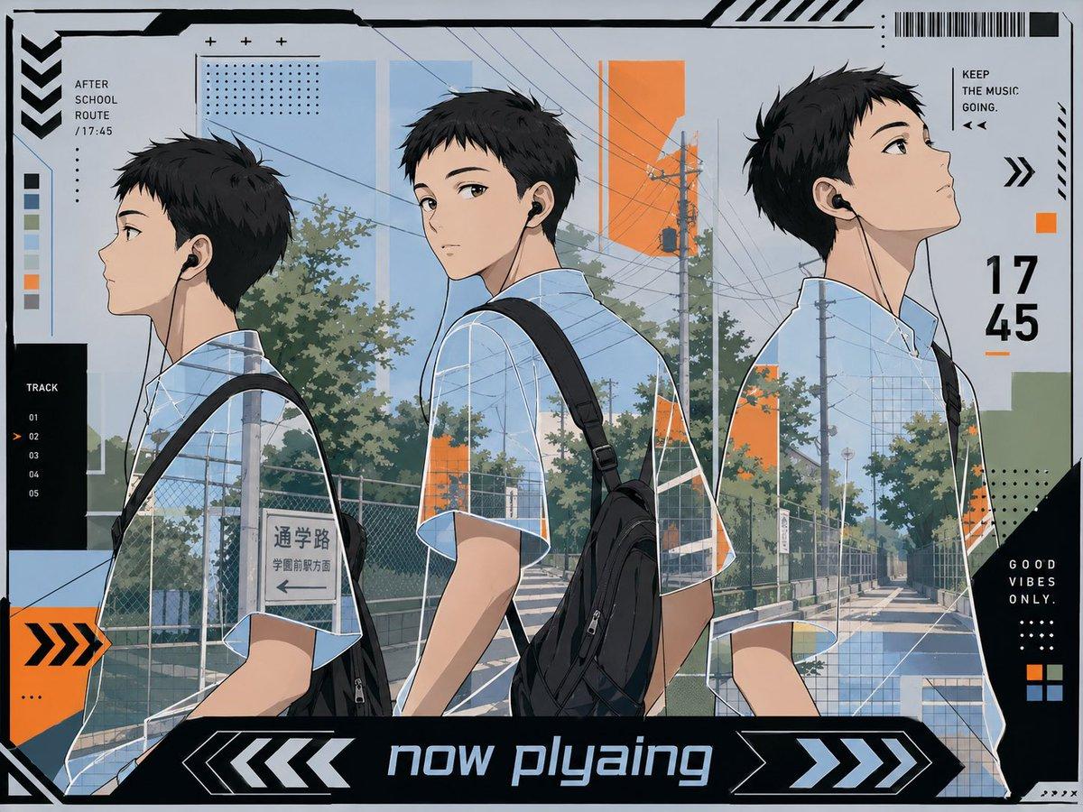 Anime Now Playing School Route Poster - AI image template preview