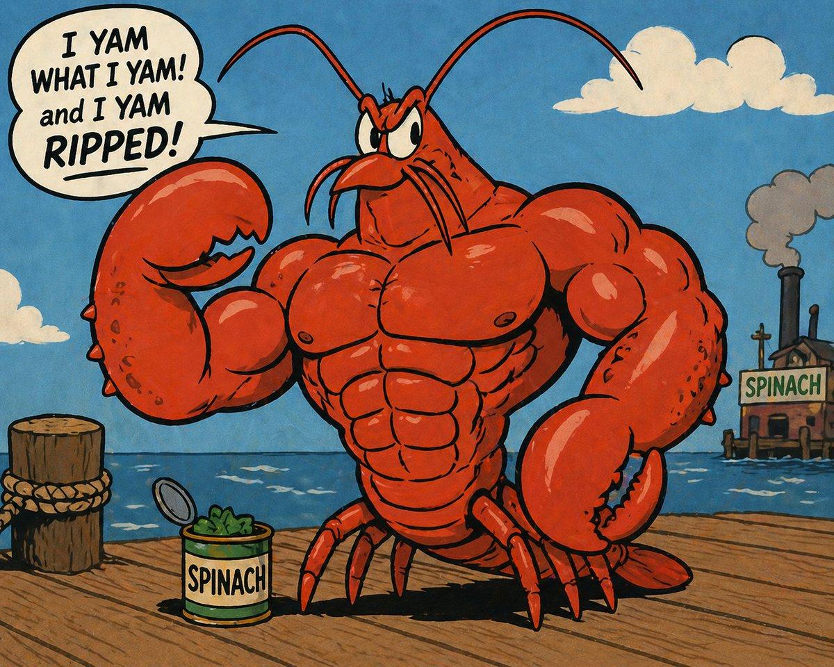 Muscle Lobster Spinach Comic - AI image template preview