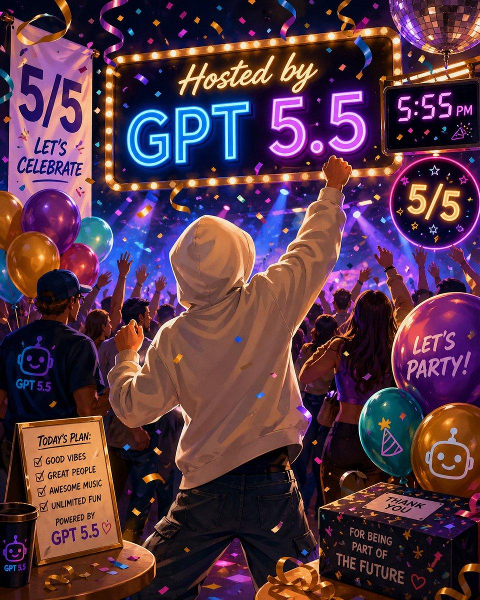 Neon GPT 5.5 Celebration Party - AI image template preview
