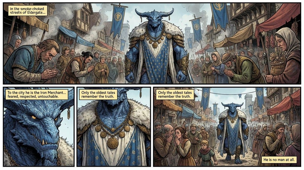 Fantasy Comic Page of Korvax in Eldergate - AI image template preview