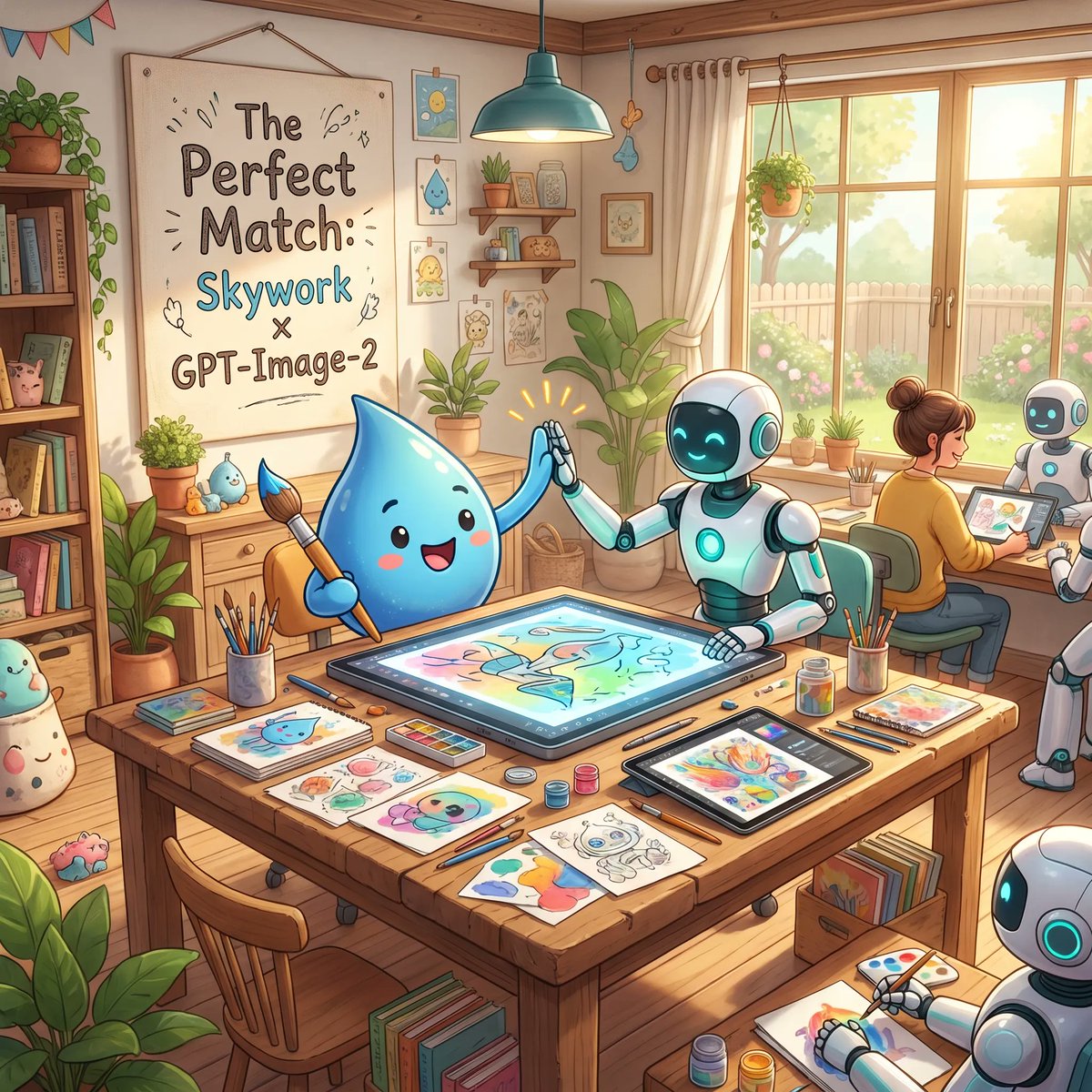 Cozy AI Art Studio Collaboration - AI image template preview