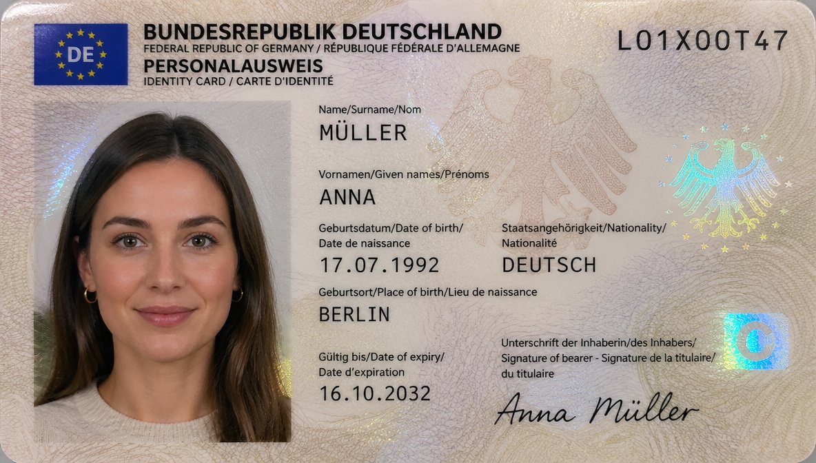 German ID Card Scan Transformation - AI image template preview