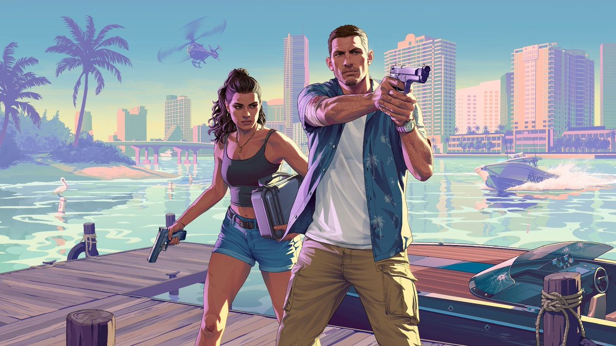 Neon Crime Game Cover at the Marina - AI image template preview