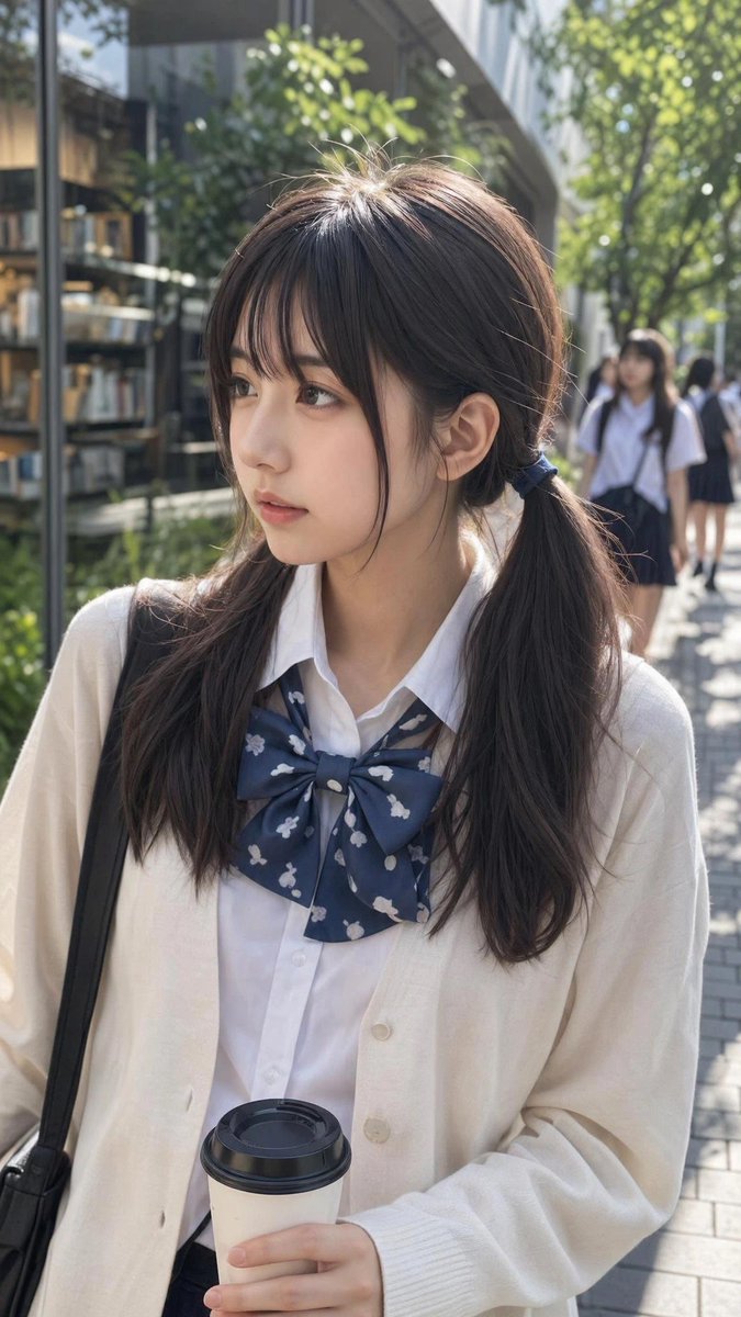 Ordinary Schoolgirl Street Snapshot - AI image template preview