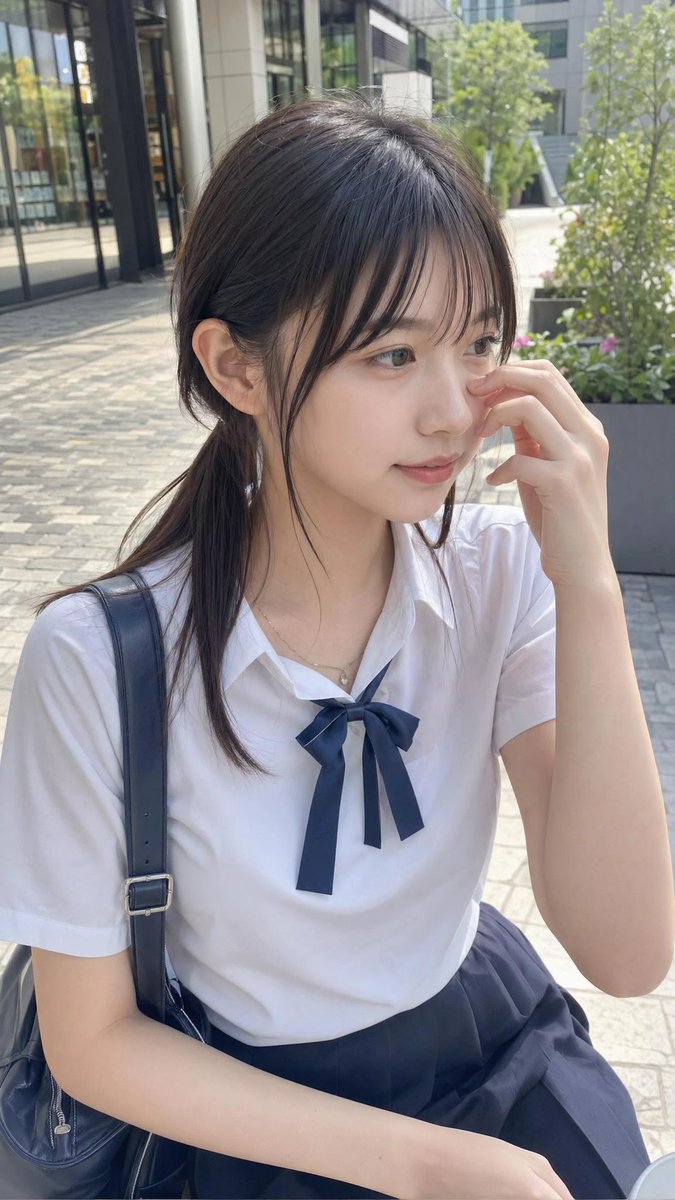 Casual Student Uniform Street Photo - AI image template preview
