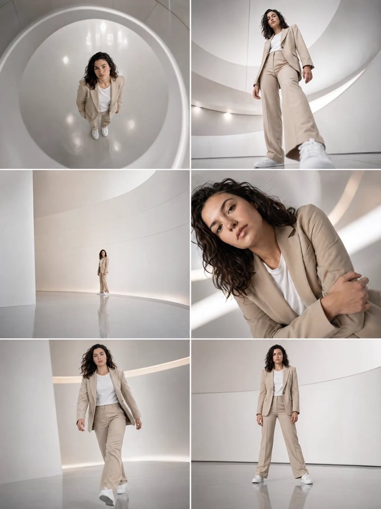 Futuristic Beige Suit Editorial Collage - AI image template preview