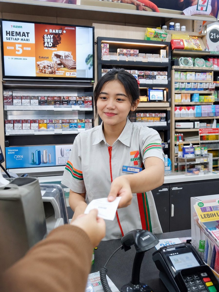Photorealistic Convenience Store Cashier - AI image template preview