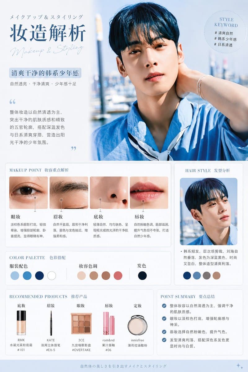 Korean Style Makeup Analysis Chart - AI image template preview