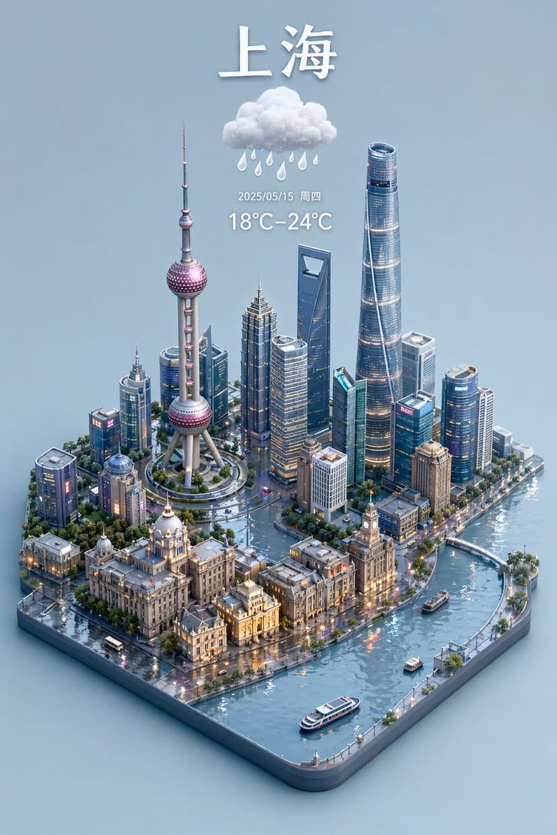 3D Isometric Miniature City Weather Map - AI image template preview